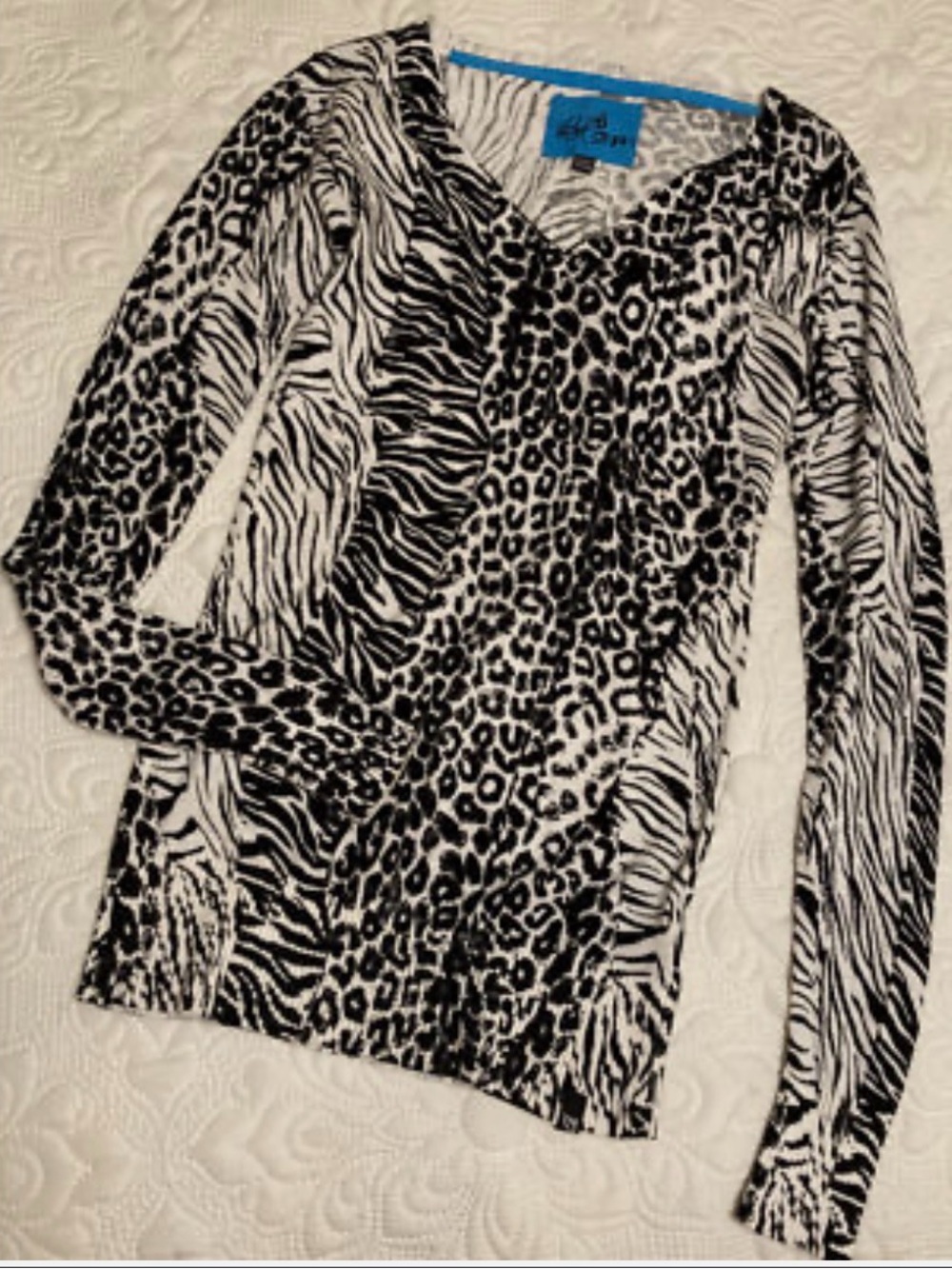 Volcom Black & White Animal Print Long-Sleeve Top